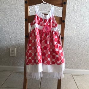 Girls size 5 pink and white dress